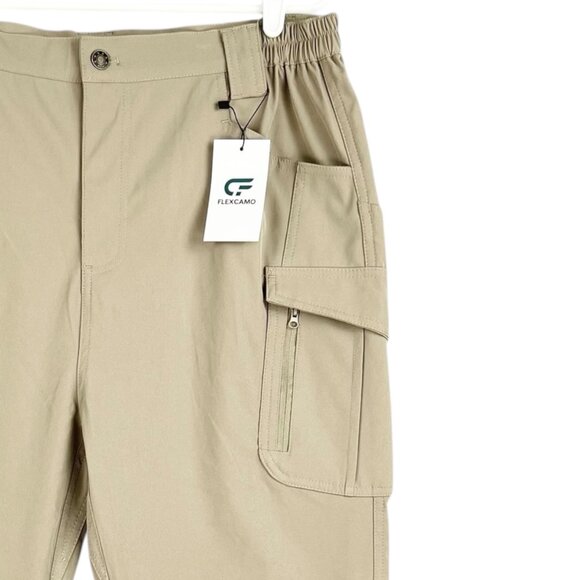 Flexcamo Tactical Series Men's Stretch Elastic Waist Beige Cargo Pants XL-32 NWT - Picture 7 of 12